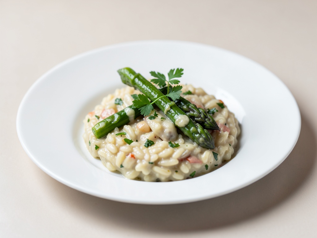 Risotto cremoso con asparagi verdi