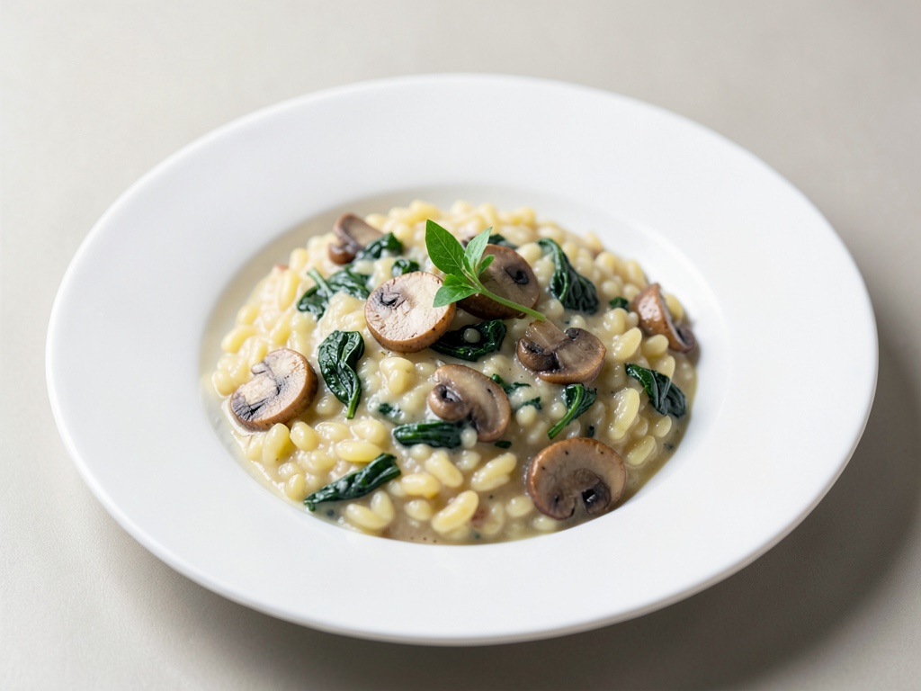 Risotto cremoso ai funghi e spinaci