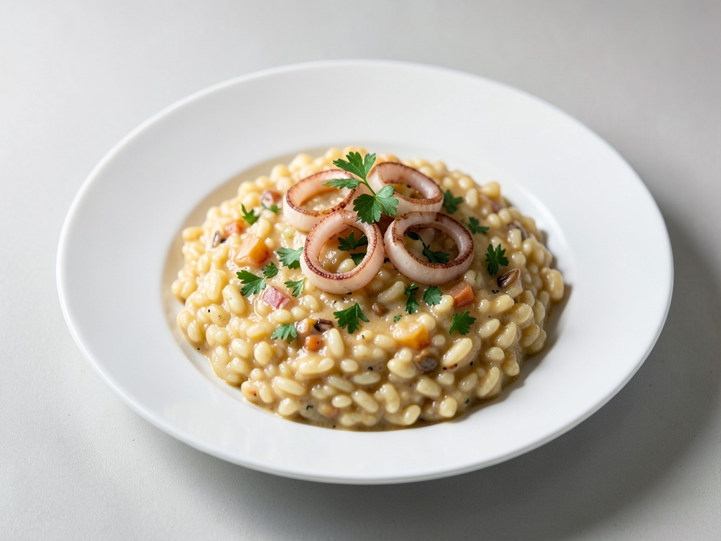 Risotto con anelli di calamaro