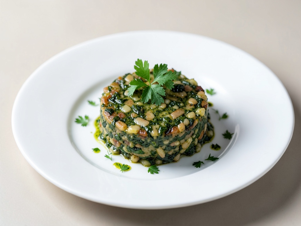 Risotto con gnocchi al pesto di prezzemolo
