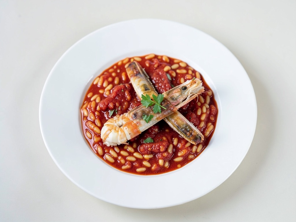 Padella di riso rosso con gamberi