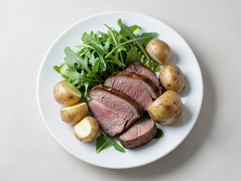 Roastbeef su letto di insalata con patate