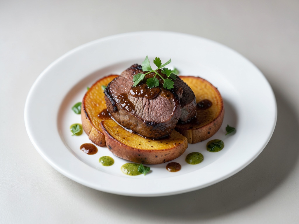 Roastbeef su fette di patata dolce