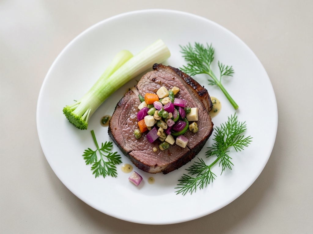Roastbeef con vinaigrette di cavolo rapa e sedano croccante