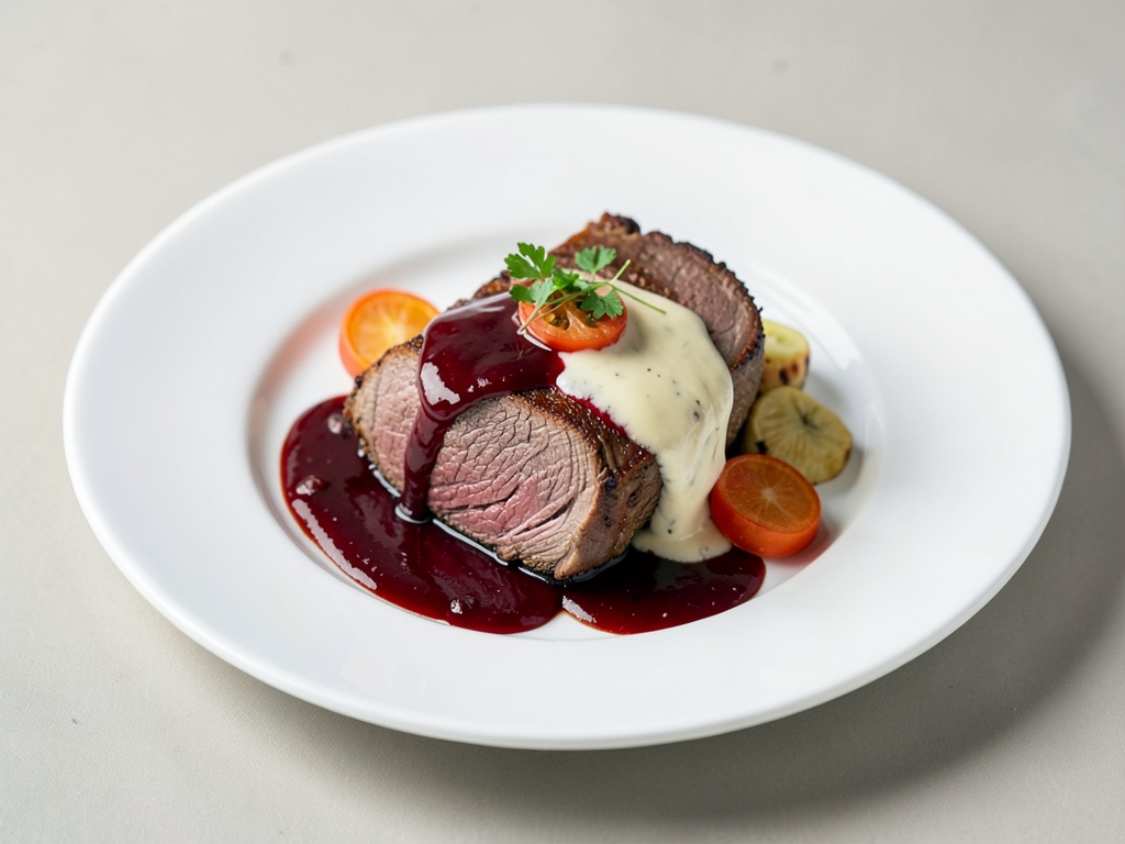 Saftiges Roastbeef mit cremiger Rotweinsauce