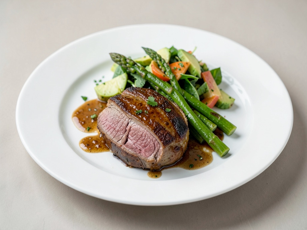 Roastbeef con insalata di asparagi e avocado