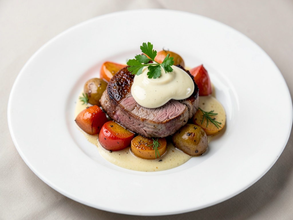 Roastbeef con verdure radicate e salsa Bearnese