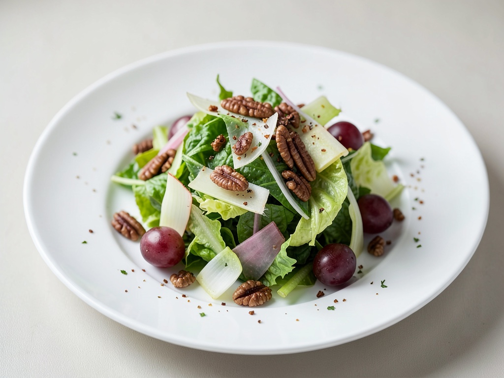 Insalata romana croccante con finocchi, uva e noci pecan caramellate