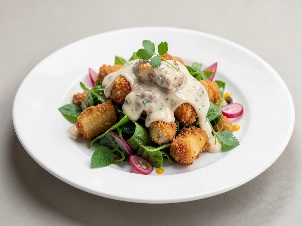Insalata di pollo croccante con condimento fatto in casa
