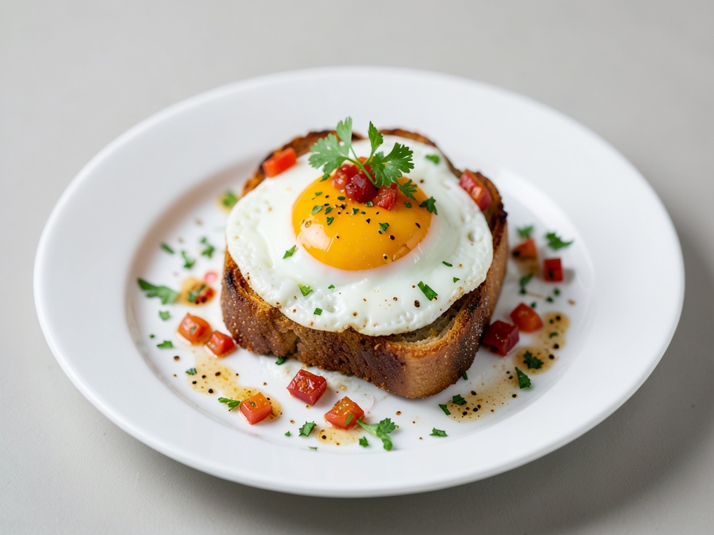 Pain grillé croustillant à l'œuf et poivron