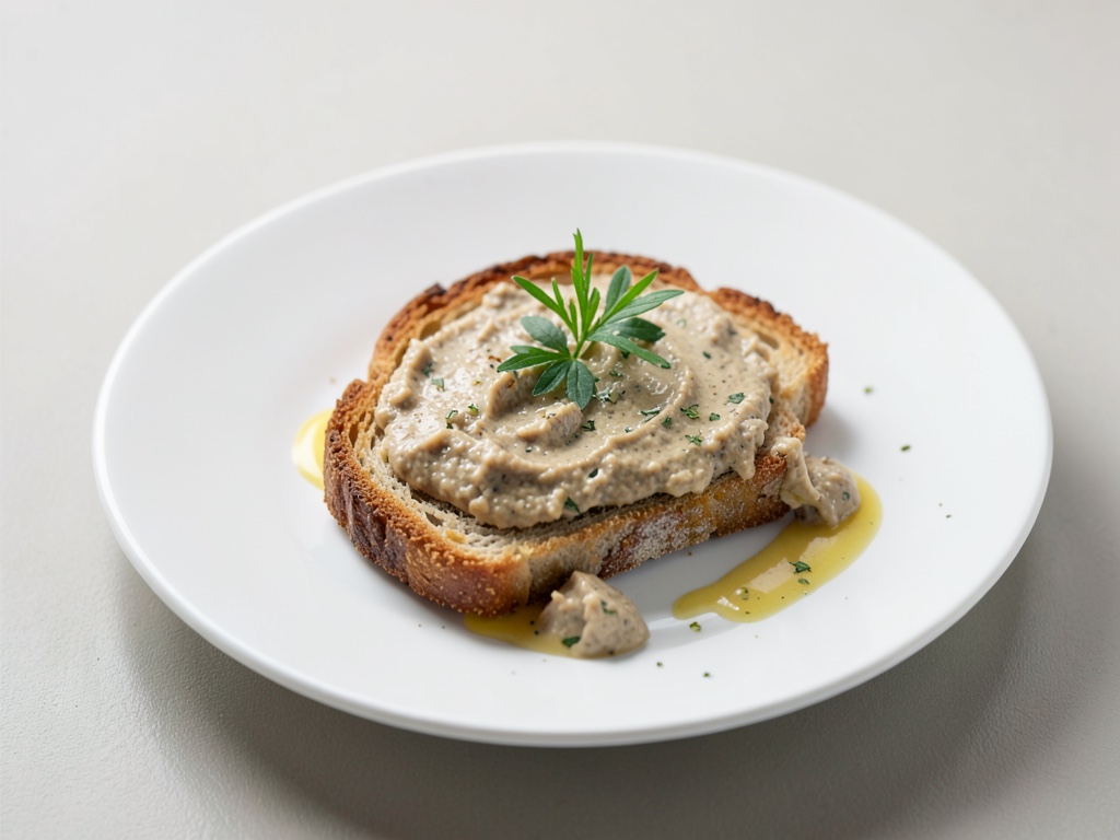 Pane tostato croccante con paté di fegato di pollo cremoso
