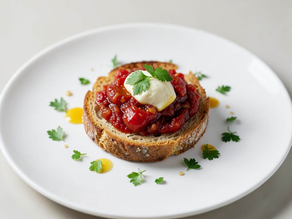 Knuspriges Röstbrot mit süß-säuerlichen Tomaten