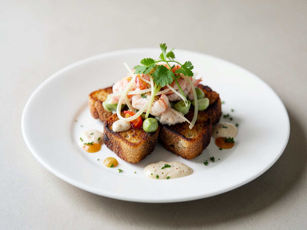 Knusprige Toasts mit Fenchel und Krebsfleisch