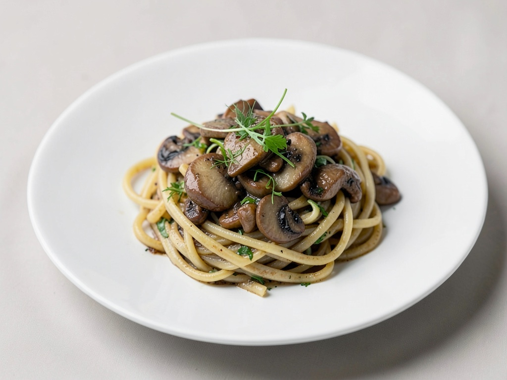 Pasta di segale con salsa di germogli di champignon