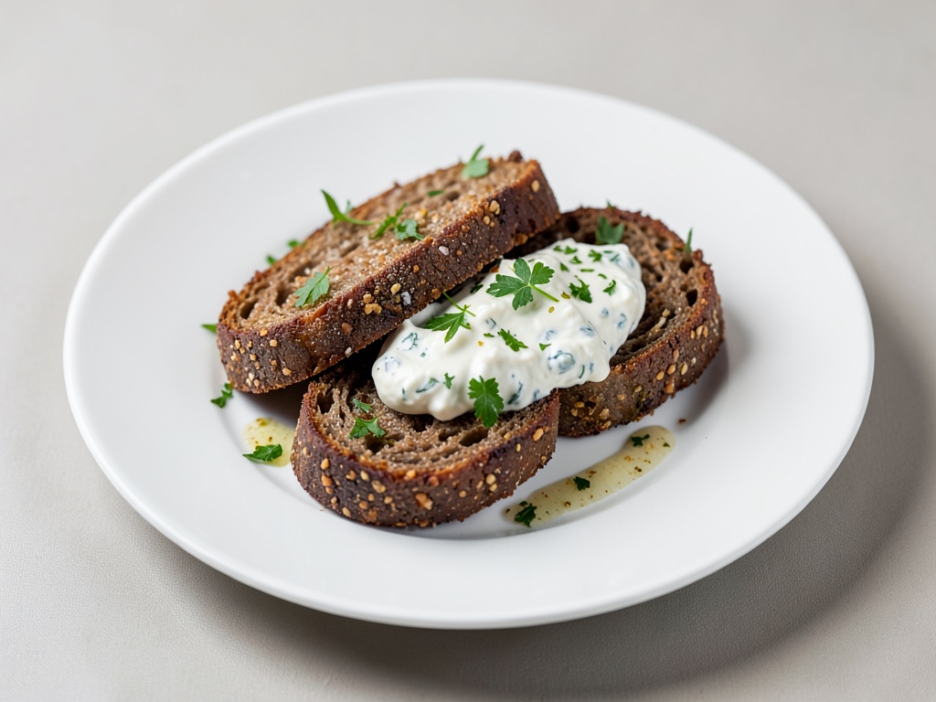 Briciole di segale croccanti con fresco dip di quark