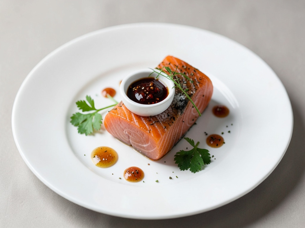 Salmone fresco crudo con salsa di soia per intingere