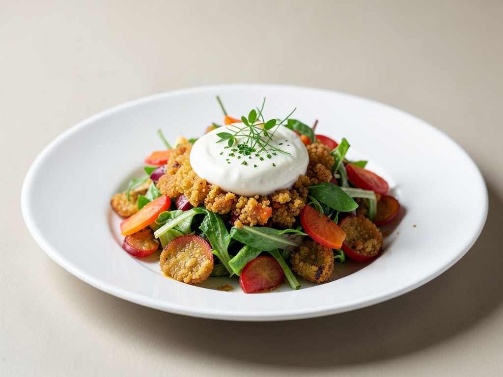Insalata croccante di verdure crude con crema di yogurt