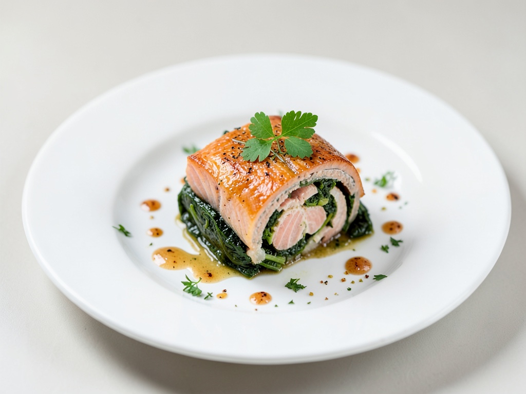 Rollo de salmón y espinacas