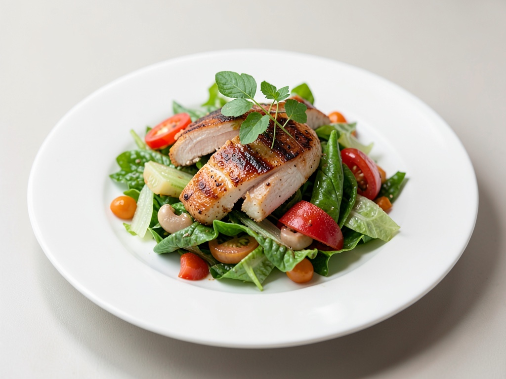 Insalata romana colorata con pollo alla griglia