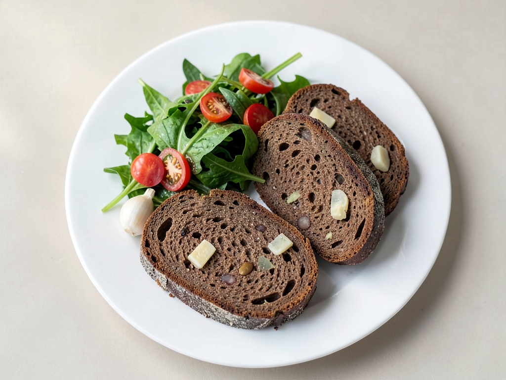 Pane croccante all'aglio con insalata romana fresca
