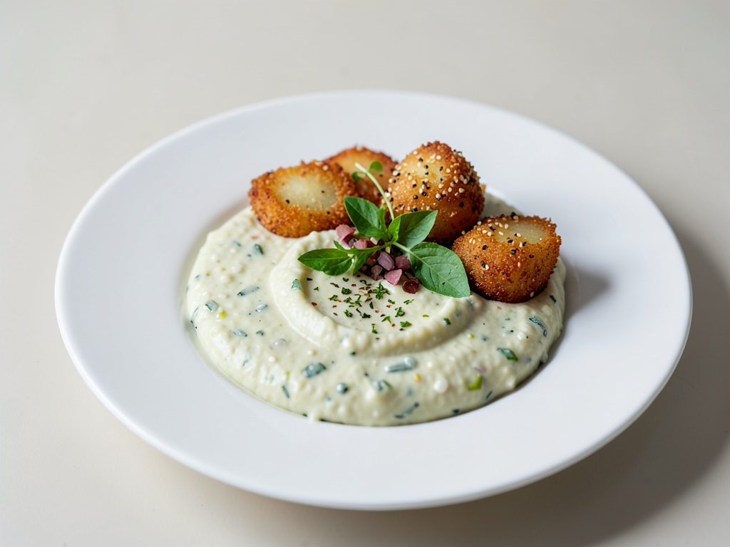 Purè cremoso di cavolo nero con patate croccanti al sesamo