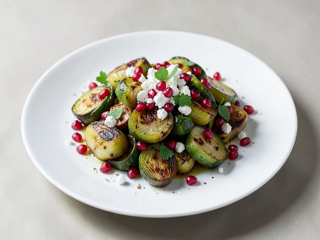 Insalata di cavolo riccio arrostito con melograno e feta