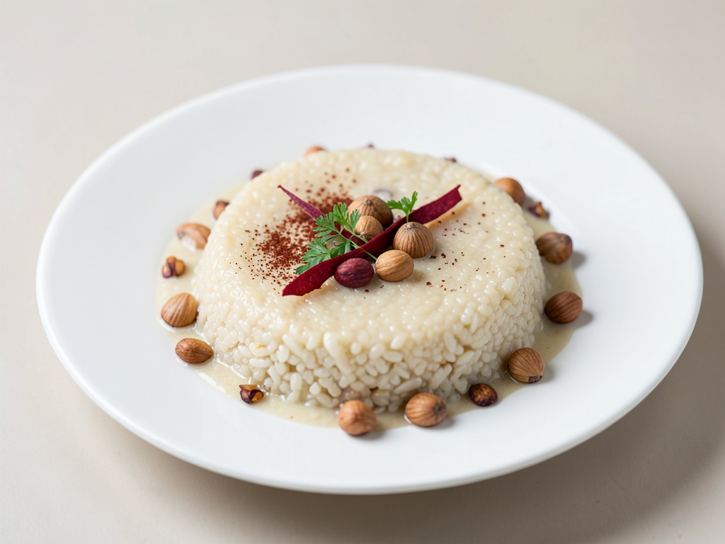 Arroz con leche de rosa y avellanas