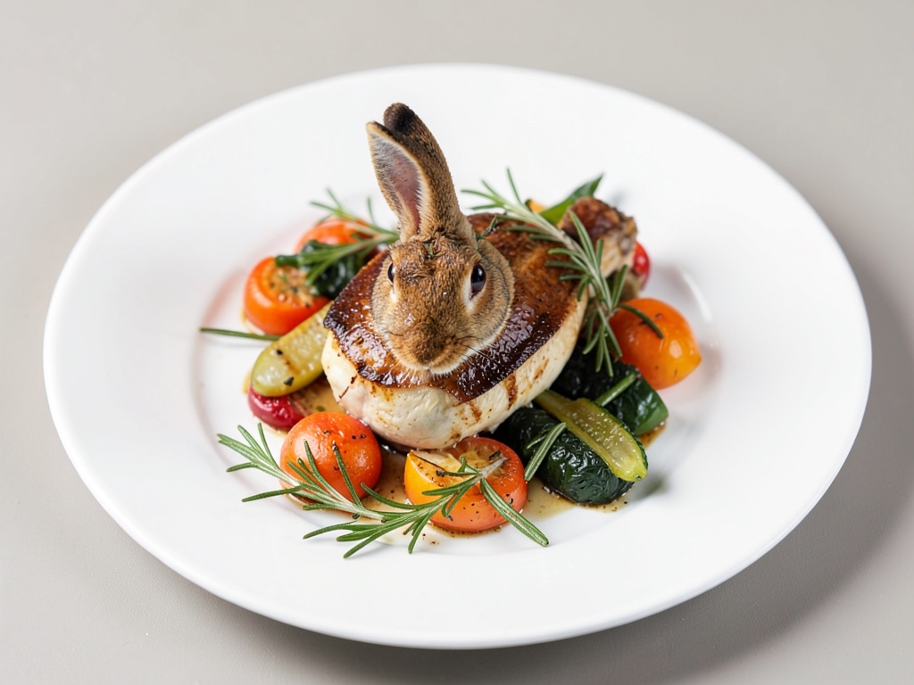 Coniglio con rosmarino e verdure