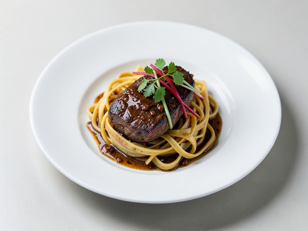 Saftiges Rindfleisch im Esterhazy-Stil mit Bandnudeln