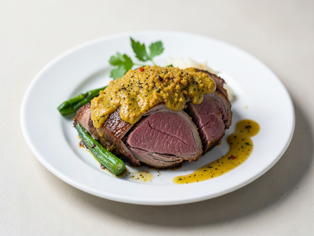 Bistec di manzo alla Düsseldorf con crosta di senape