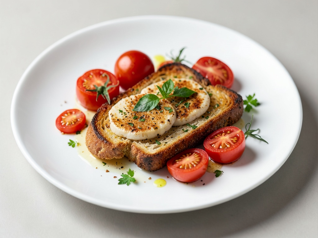 Pane tostato croccante con pomodori colorati