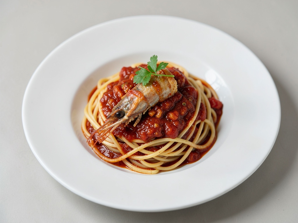 Spaghetti mit Rotbarsch in Tomaten-Chili-Sauce