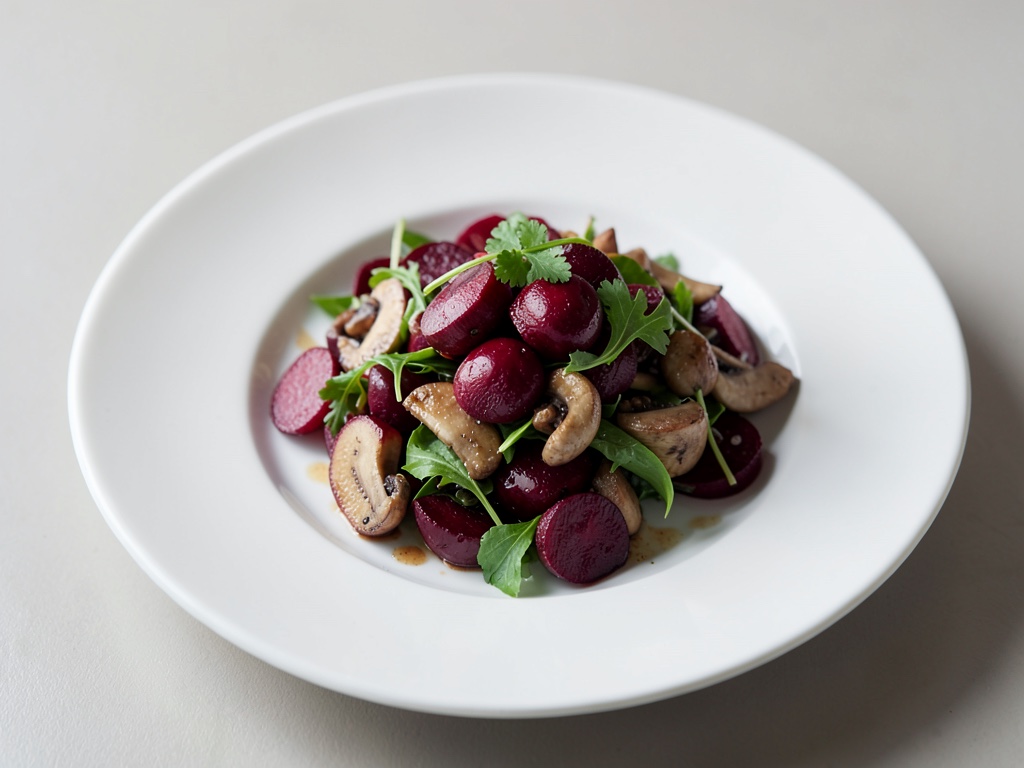 Insalata di barbabietola e funghi champignon