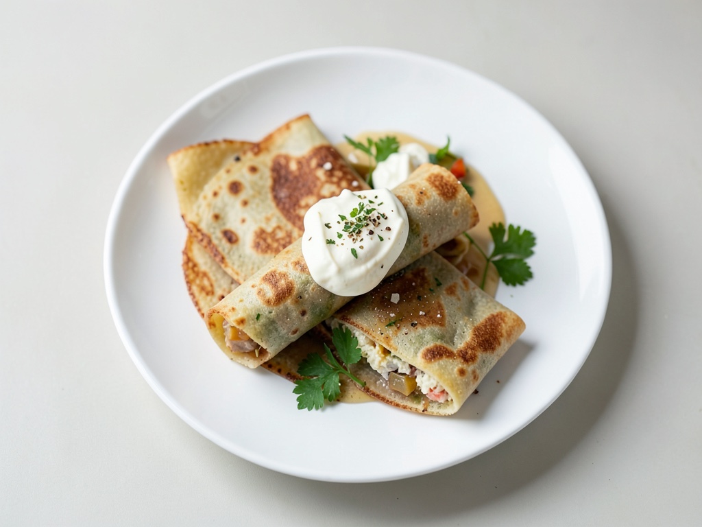 Rollitos de dátiles y queso de cabrito en crepes de remolacha