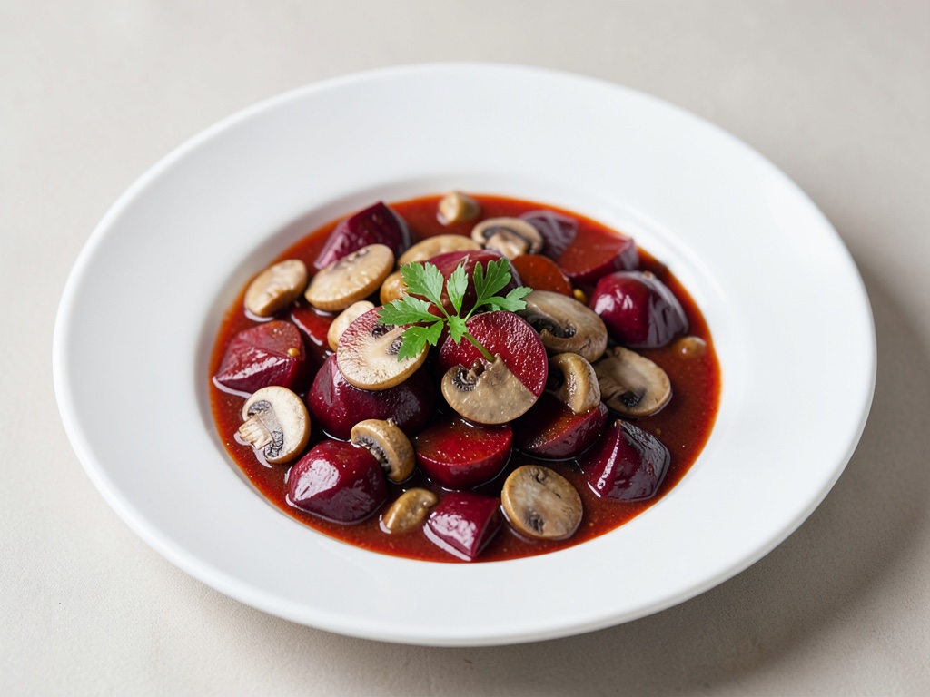 Colorful Beetroot Stew with Mushrooms