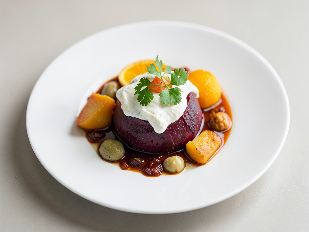 Marinierte Rote Bete mit Ziegenkäse-Creme und Orange