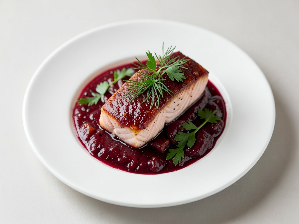 Salmone con aneto in marinata di barbabietola rossa