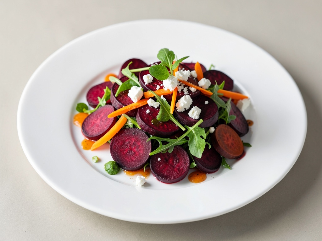 Insalata colorata di barbabietola e carota con formaggio di pecora