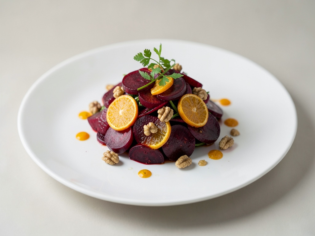 Insalata di barbabietola rossa e arance con noci