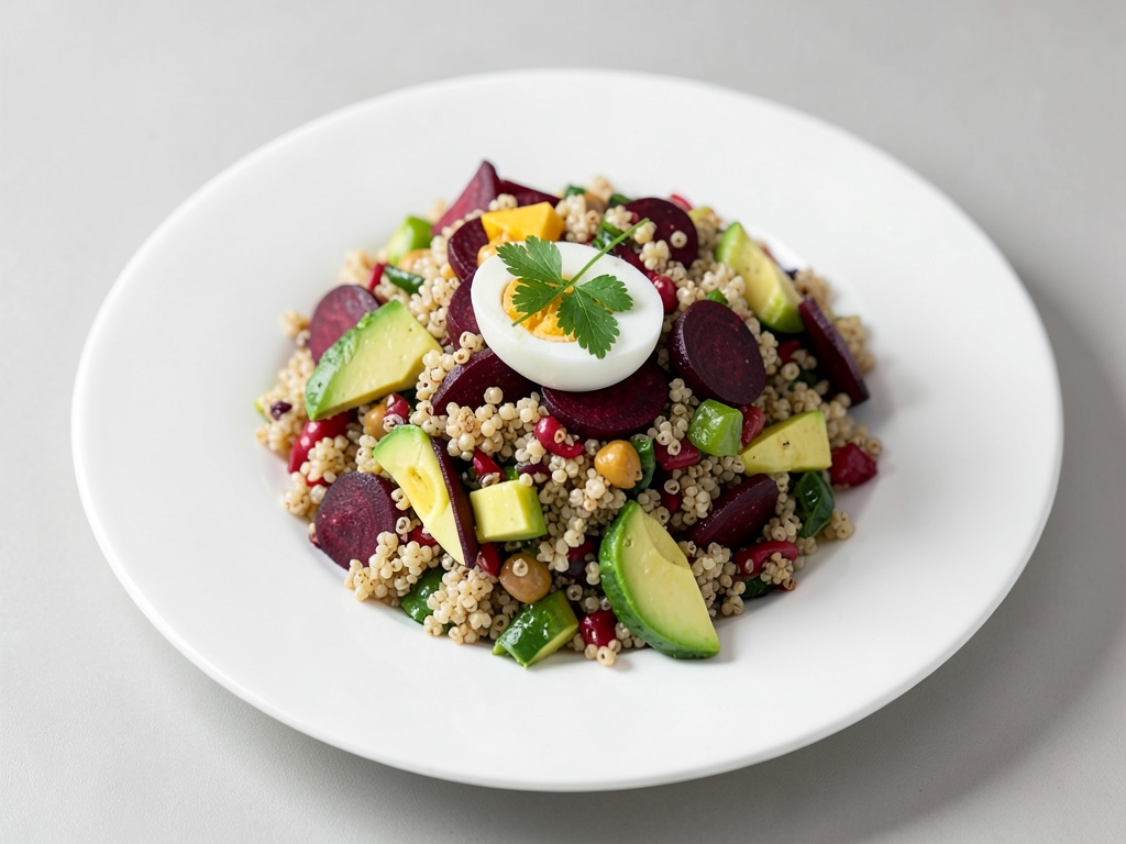 Insalata di Quinoa Colorata con Barbabietola, Avocado e Uovo