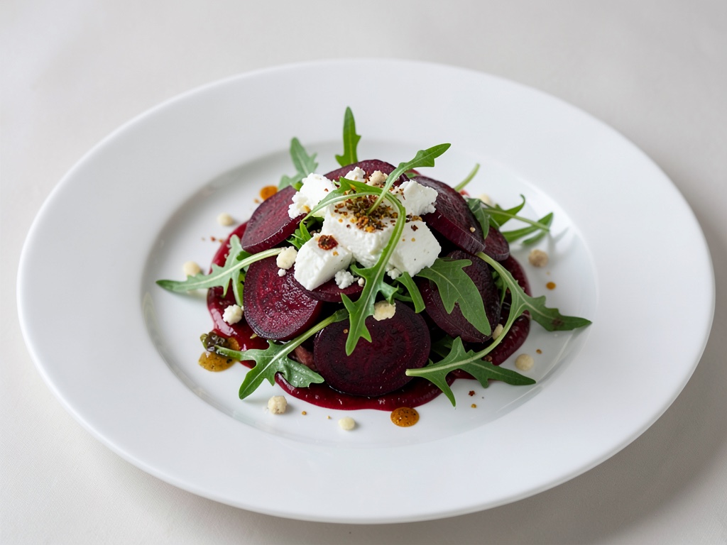 Insalata colorata di barbabietola e rucola con ricotta