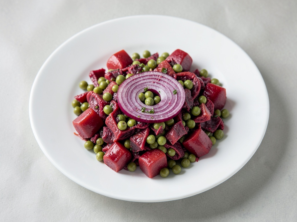 Insalata colorata di barbabietola arrostita e piselli