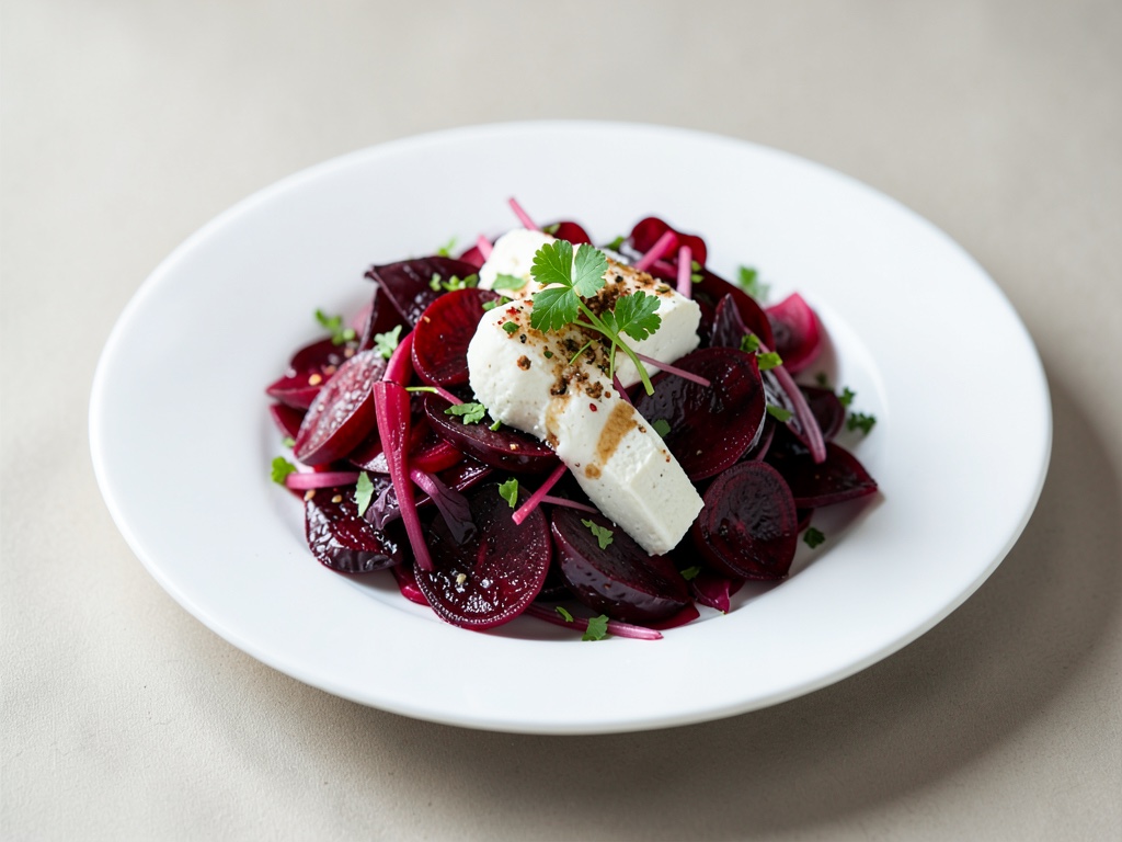 Insalata colorata di barbabietola con formaggio di pecora
