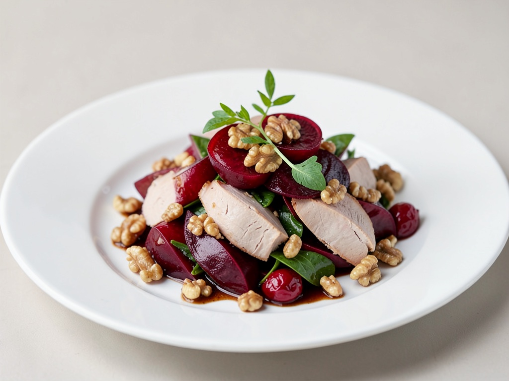 Insalata di barbabietola rossa con noci e tacchino