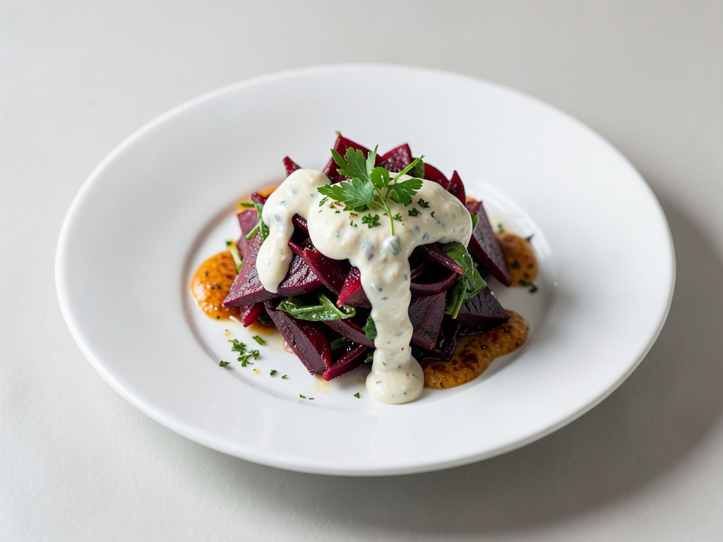 Insalata croccante di barbabietola rossa con condimento allo quark