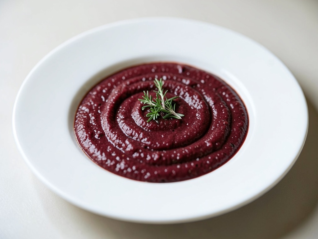 Sopa cremosa de remolacha con mejorana