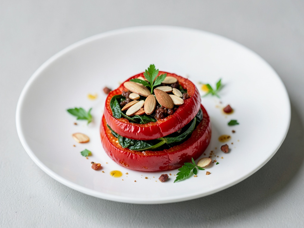 Peperoni ripieni con spinaci e mandorle