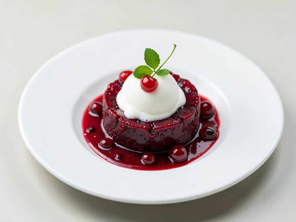 Frutta rossa con gelatina di ciliegie e crema alla vaniglia