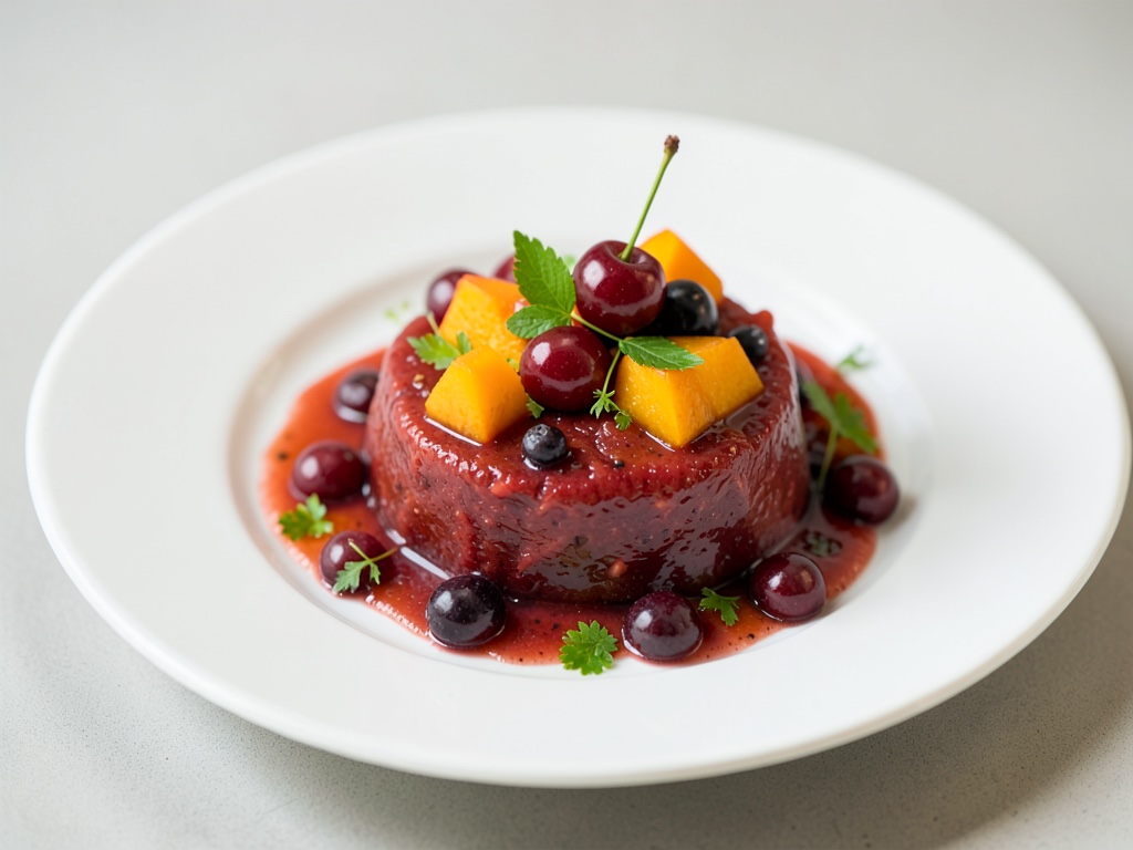 Rote Grütze aus Melonen und Sauerkirschen