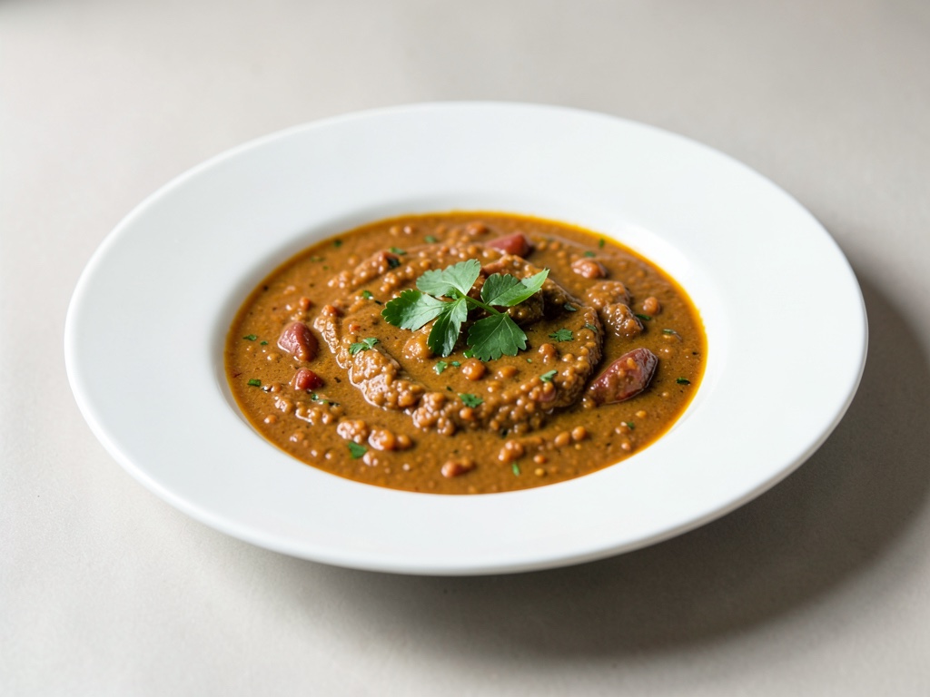 Zuppa di curry cremosa di lenticchie rosse con nota fresca